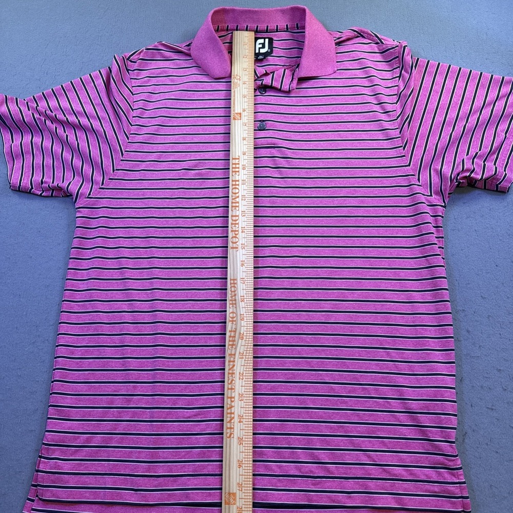 FootJoy SHIRT MENS SMALL PINK STRIPE Performance Golf Polo - Picture 4 of 7